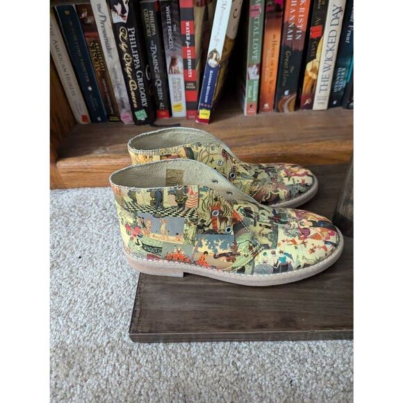 Zona Centro EU Size 37 US 7 White Leather Hand Painted Paris Renaissance Boots - Picture 2 of 8